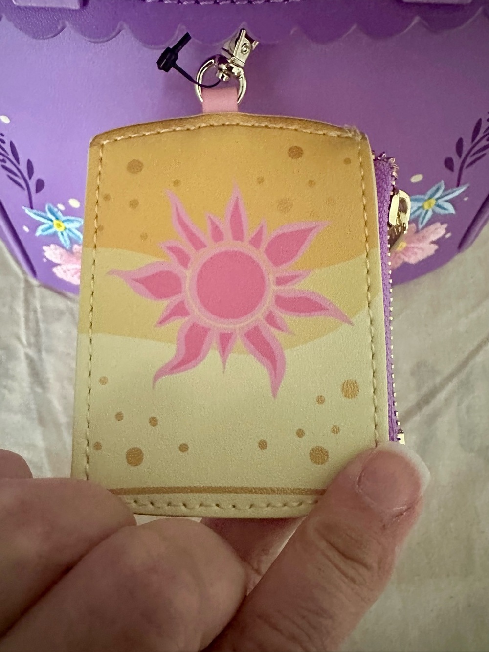 Loungefly Tangled Rapunzel’s Exclusive Floral Flap Mini Backpack with Coin Bag - Picture 10 of 10